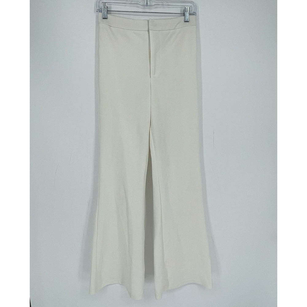 ReVamped Women's White High Rise Flared Leg Office Trousers Dress Pants Size S